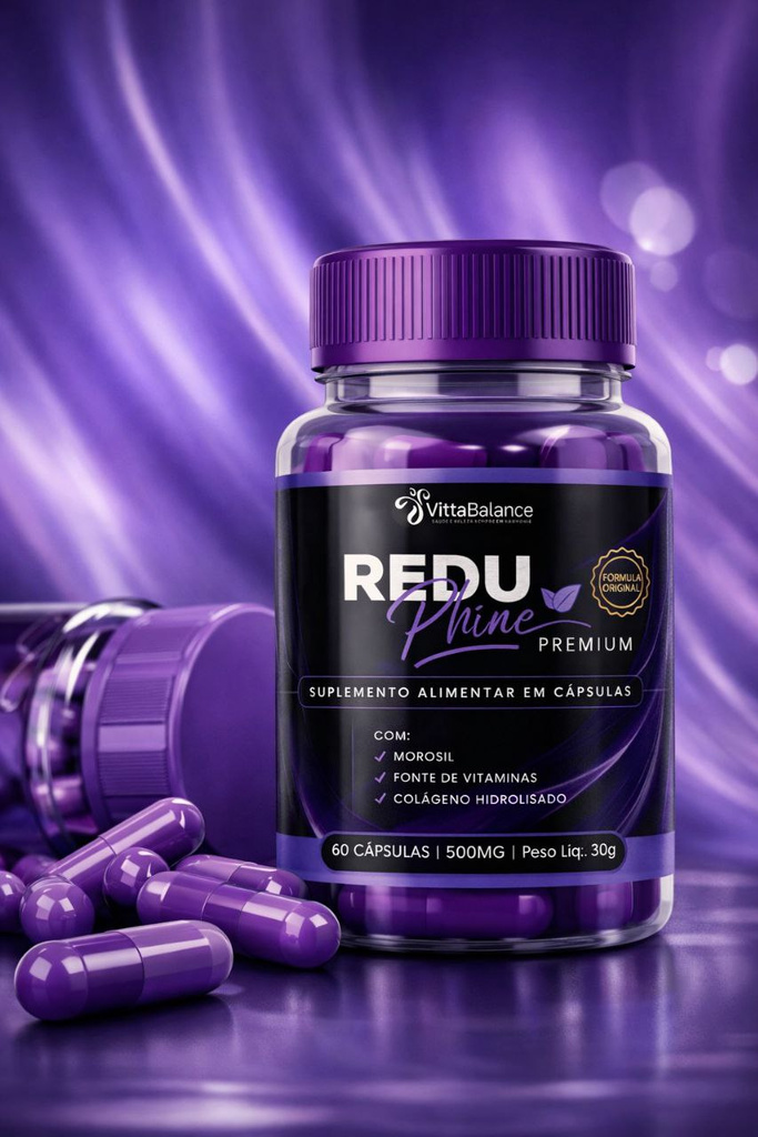 Pote e cápsulas do suplemento natural Reduphine Premium